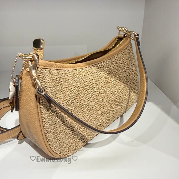 NWT COACH Teri Shoulder Bag With Charm CEC43 straw/Im/Toast - Picture 4 of 7